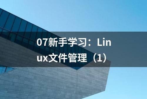 07新手学习：Linux文件管理（1）