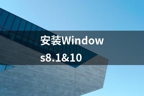 安装Windows8.1&10