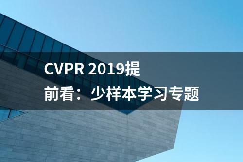 CVPR 2019提前看：少样本学习专题