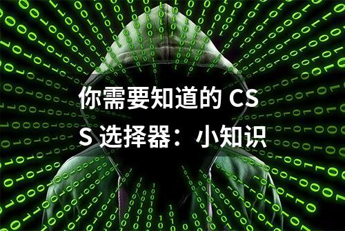 你需要知道的 CSS 选择器：小知识