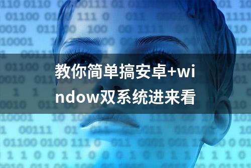 教你简单搞安卓+window双系统进来看