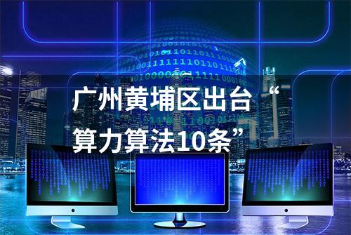 广州黄埔区出台“算力算法10条”