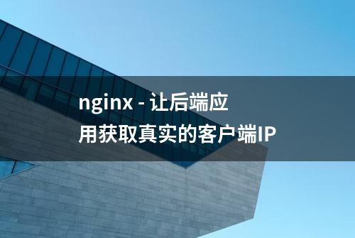 nginx - 让后端应用获取真实的客户端IP