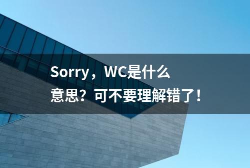 Sorry，WC是什么意思？可不要理解错了！