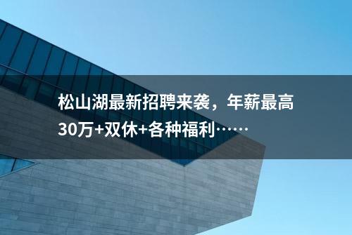 松山湖最新招聘来袭，年薪最高30万+双休+各种福利……