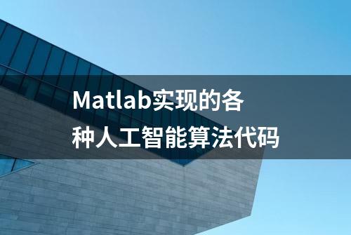 Matlab实现的各种人工智能算法代码