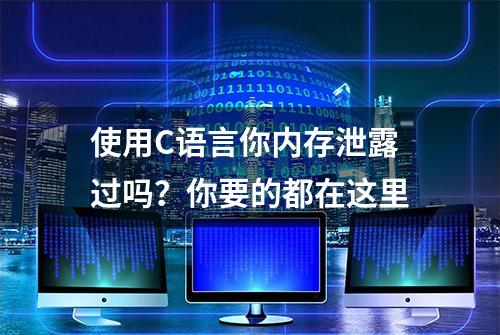 使用C语言你内存泄露过吗？你要的都在这里