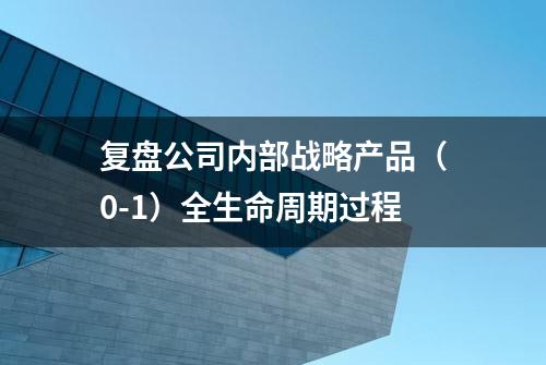 复盘公司内部战略产品（0-1）全生命周期过程