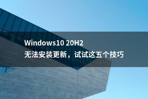 Windows10 20H2无法安装更新，试试这五个技巧