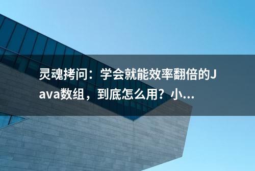 灵魂拷问：学会就能效率翻倍的Java数组，到底怎么用？小白都知道