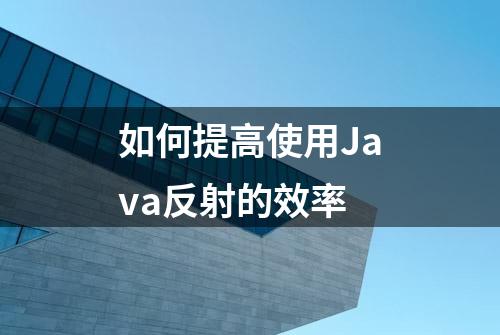 如何提高使用Java反射的效率