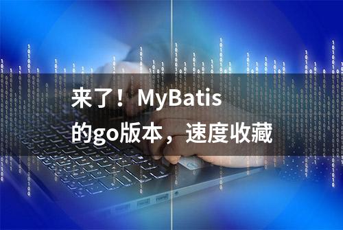 来了！MyBatis的go版本，速度收藏