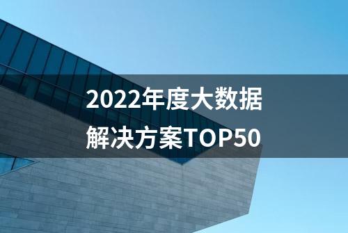 2022年度大数据解决方案TOP50