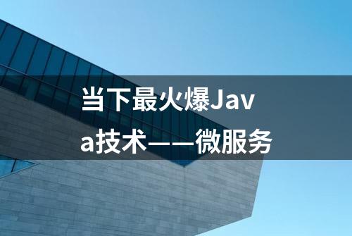 当下最火爆Java技术——微服务