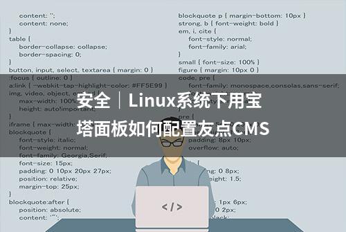 安全｜Linux系统下用宝塔面板如何配置友点CMS