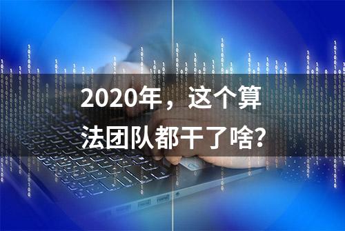 2020年，这个算法团队都干了啥？