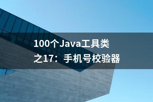 100个Java工具类之17：手机号校验器