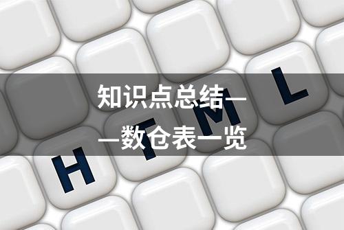 知识点总结——数仓表一览