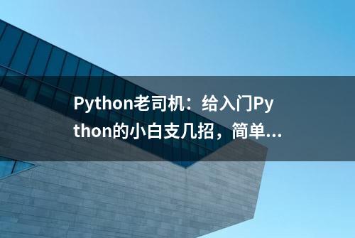 Python老司机：给入门Python的小白支几招，简单粗暴