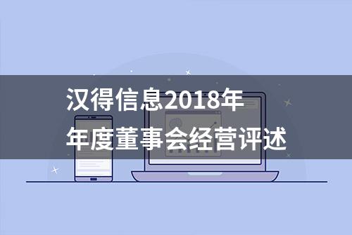 汉得信息2018年年度董事会经营评述