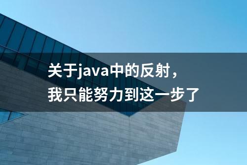 关于java中的反射，我只能努力到这一步了