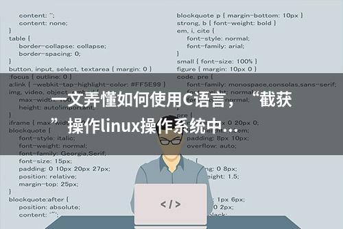 一文弄懂如何使用C语言，“截获”操作linux操作系统中的信号