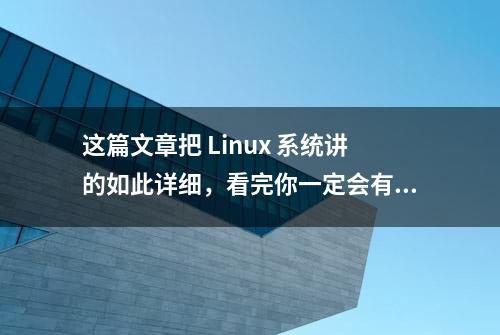 这篇文章把 Linux 系统讲的如此详细，看完你一定会有质的飞跃