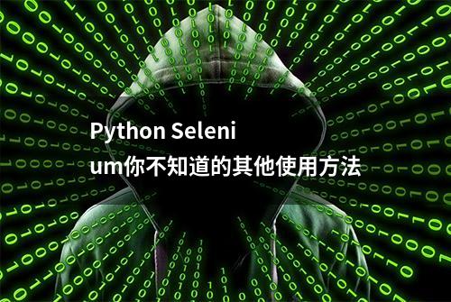 Python Selenium你不知道的其他使用方法