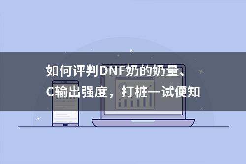 如何评判DNF奶的奶量、C输出强度，打桩一试便知