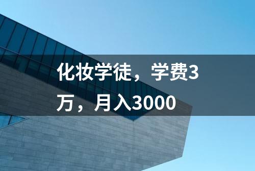 化妆学徒，学费3万，月入3000