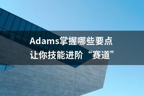 Adams掌握哪些要点让你技能进阶“赛道”