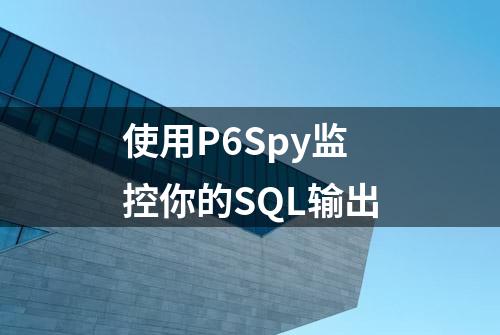 使用P6Spy监控你的SQL输出