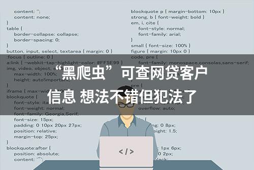 “黑爬虫”可查网贷客户信息 想法不错但犯法了