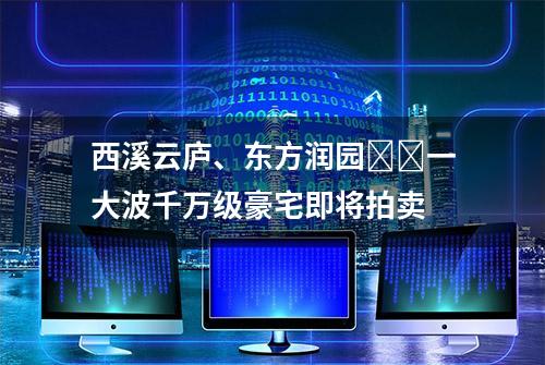 西溪云庐、东方润园⋯⋯一大波千万级豪宅即将拍卖