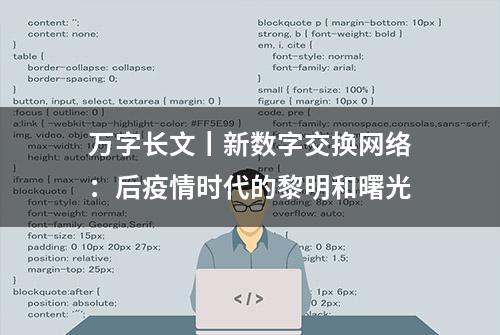 万字长文丨新数字交换网络：后疫情时代的黎明和曙光