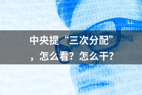 中央提“三次分配”，怎么看？怎么干？