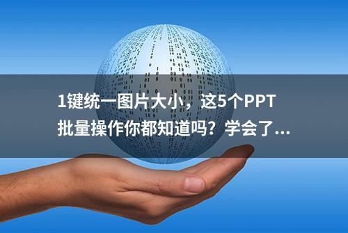 1键统一图片大小，这5个PPT批量操作你都知道吗？学会了1秒搞定