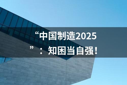 “中国制造2025”：知困当自强！