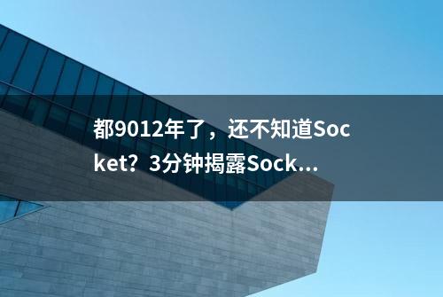 都9012年了，还不知道Socket？3分钟揭露Socket的庐山真面目！