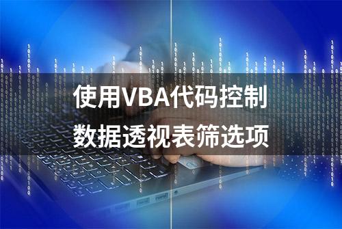 使用VBA代码控制数据透视表筛选项