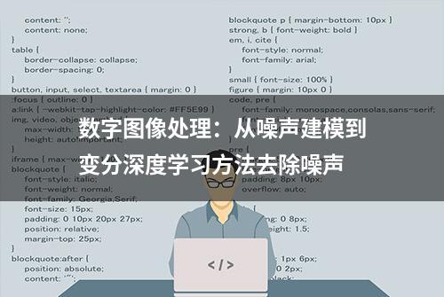 数字图像处理：从噪声建模到变分深度学习方法去除噪声