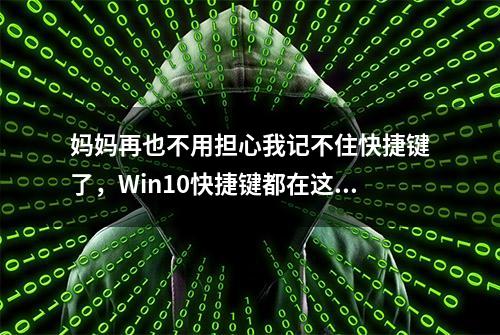 妈妈再也不用担心我记不住快捷键了，Win10快捷键都在这里