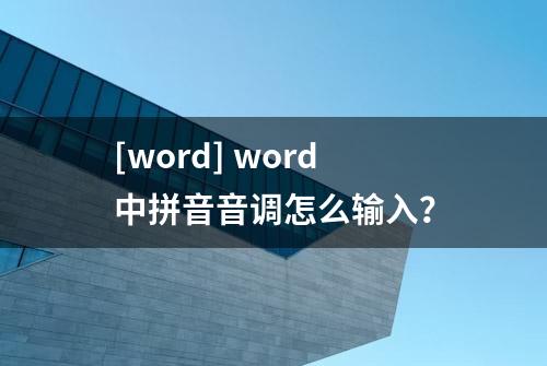 [word] word中拼音音调怎么输入？