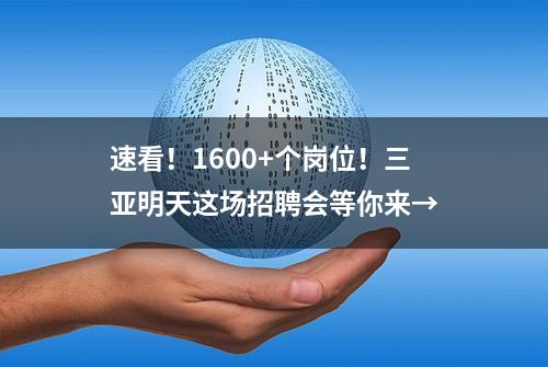 速看！1600+个岗位！三亚明天这场招聘会等你来→