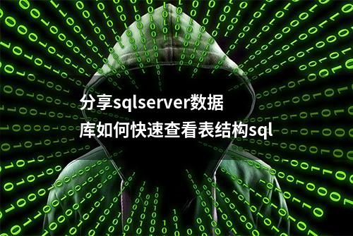 分享sqlserver数据库如何快速查看表结构sql