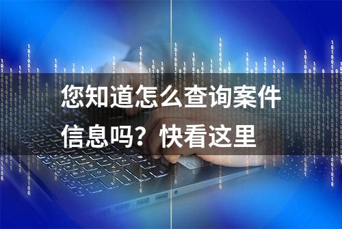 您知道怎么查询案件信息吗？快看这里