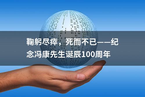 鞠躬尽瘁，死而不已——纪念冯康先生诞辰100周年