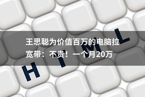 王思聪为价值百万的电脑拉宽带：不贵！一个月20万