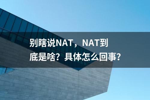 别瞎说NAT，NAT到底是啥？具体怎么回事？