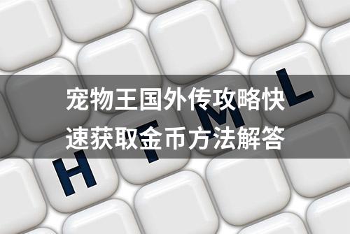 宠物王国外传攻略快速获取金币方法解答